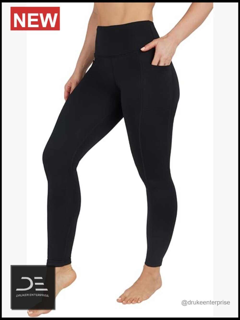 High Waist Fleece Lined Leggings with Side Pocket - Yoga Pants